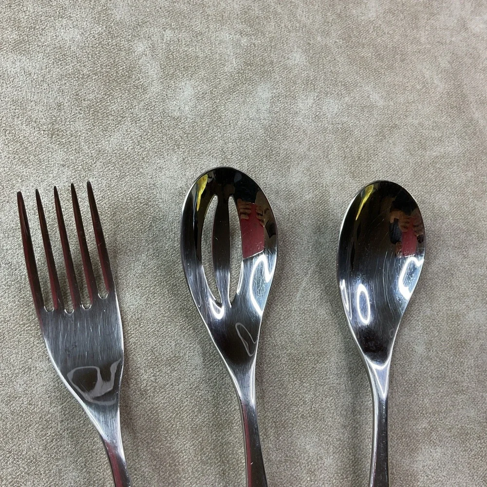 Studio William Olive Hazel Serving Set Fork‎ Spoon Pierced Lot Of 3  10